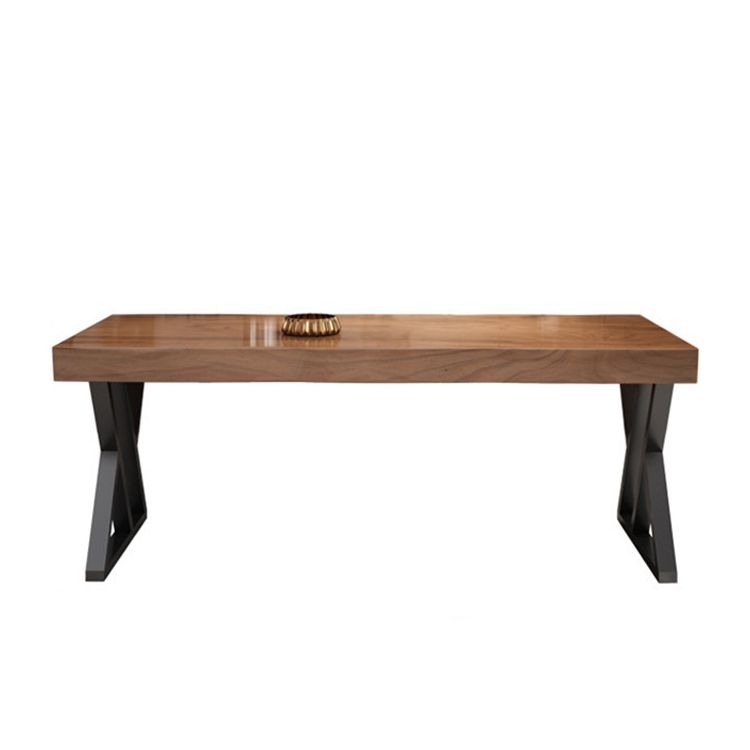 Metal Industrial Rectangle Dining Table Pine Wood Top Table for Dining Room