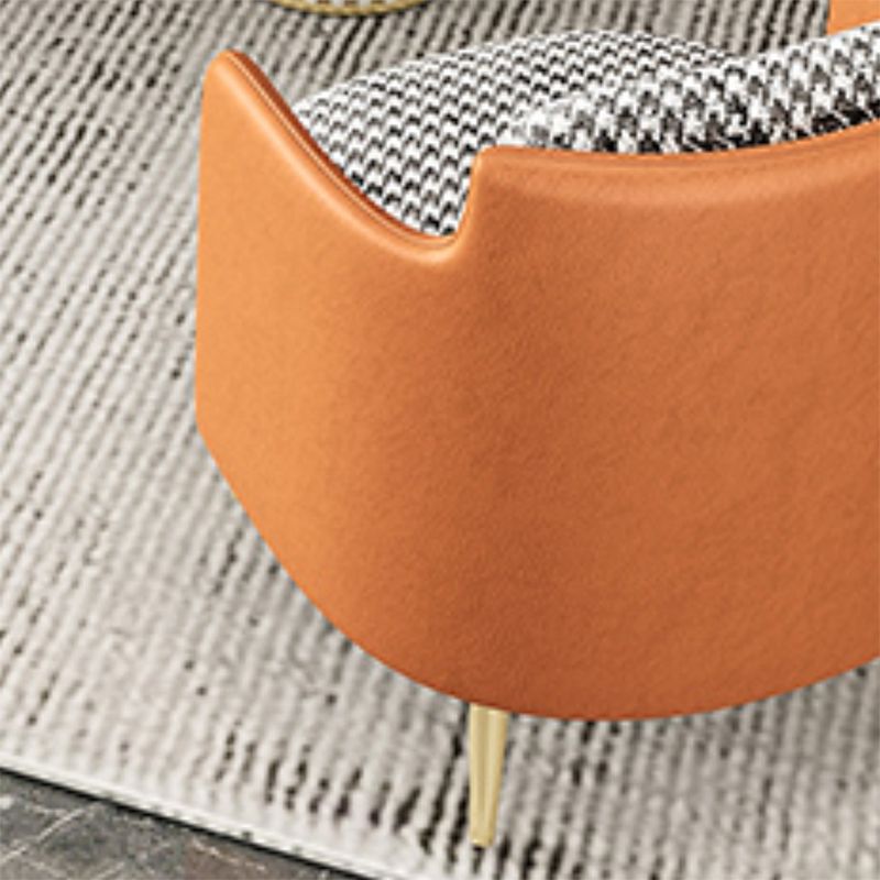 Faux Leather Curved Sofa with Slopped Arm for Living Room 33.47" High