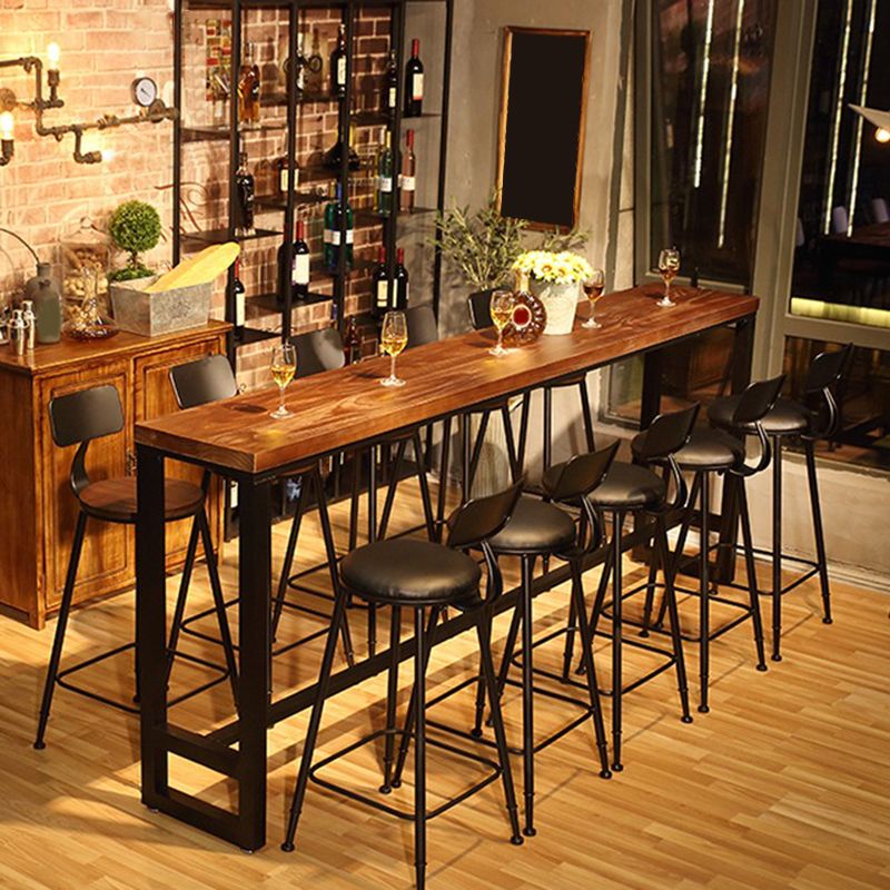 Industrial Solid Wood Bar Table Trestle Base Dining Table for Bistro