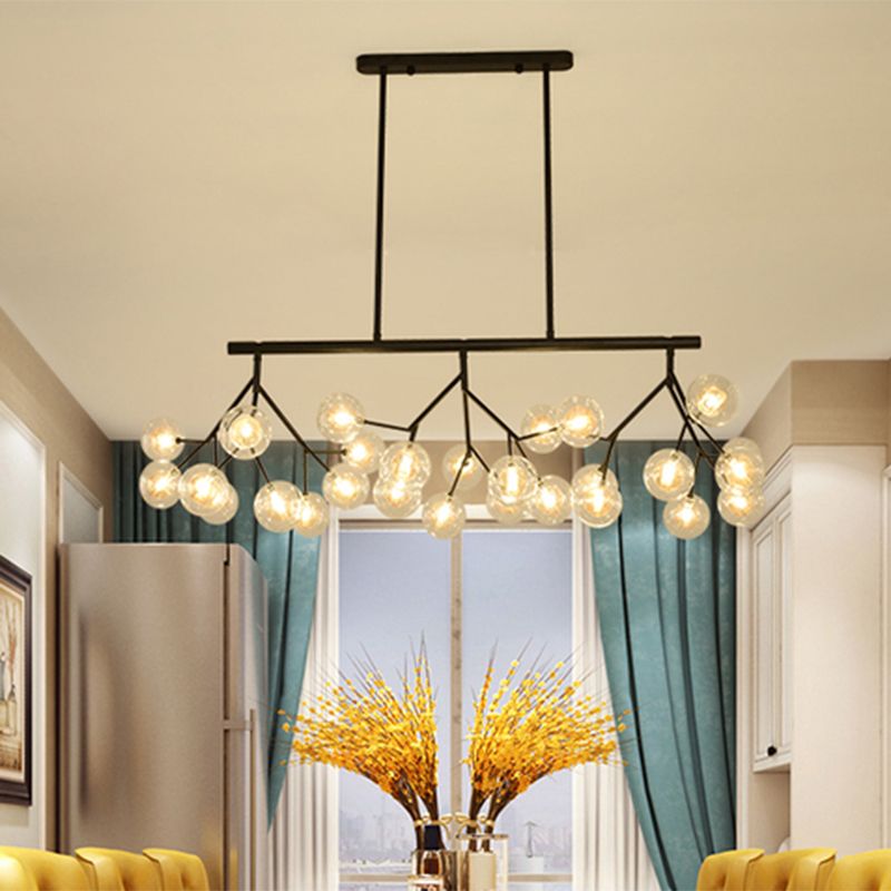 27 Bubbles Island Lighting Contemporary Metal Hanging Chandelier in Black Finish