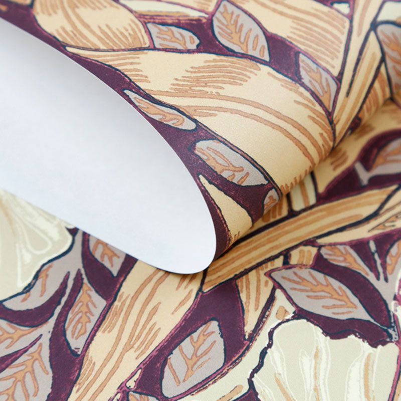 57.1 sq ft. Rural Wallpaper Roll for Bedroom Decor with Garden Flowers Design in Dark Red