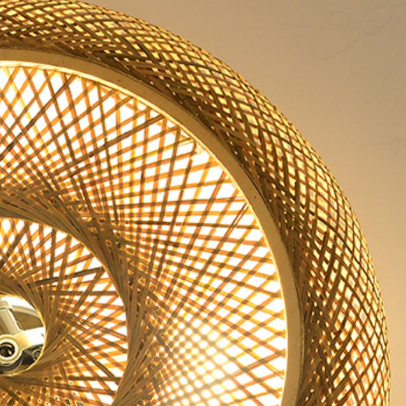 Knit Wood Ceiling Light Flush Mount Lighting for Hallway and Foyer