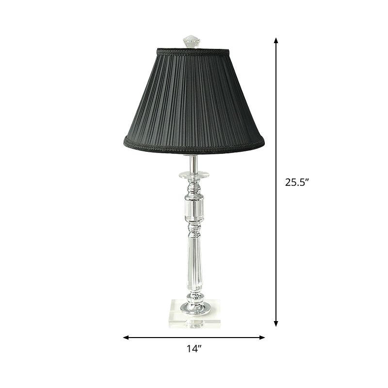 Lampada da comodino moderna a candelabro in vetro cristallo trasparente con 1 lampadina, lampada da comodino per camera da letto in nero