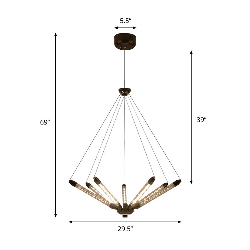 Luz de la lámpara de lámpara 7/11 Post Modern Black/Gold Lighting con sombra de vidrio de tubo