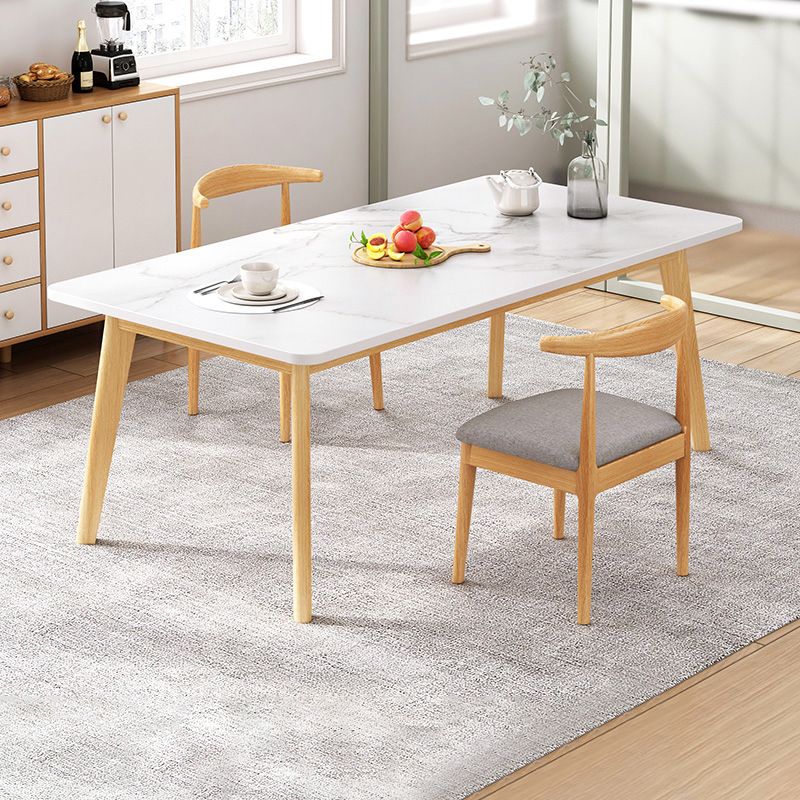 Contemporary MDF Rectangle Shape Dining Set Kitchen Standard Dining Set with 4 Legs Table
