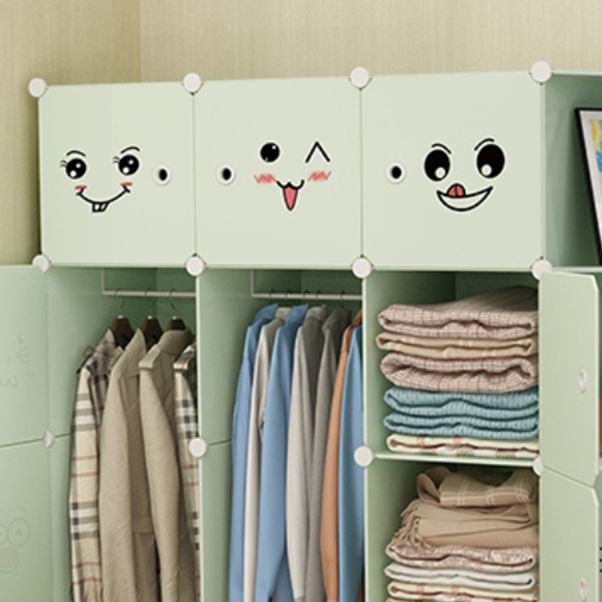 Modern Style Wardrobe Green Colour Plastic Bedroom Wardrobe Closet
