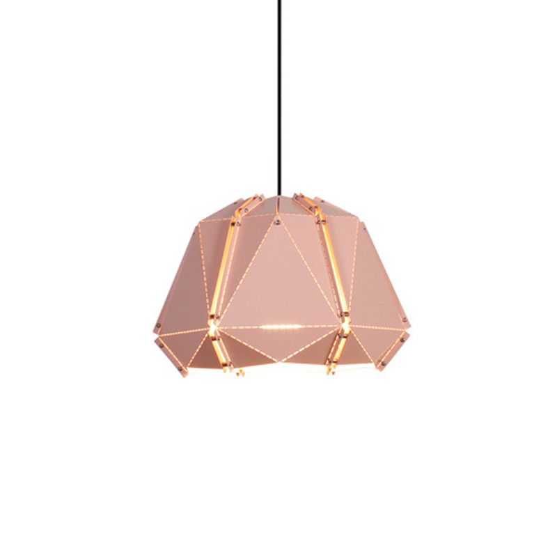 Geometric Metal Hanging Light Modernism 1 Head White/Pink Suspended Lighting Fixture for Bedroom