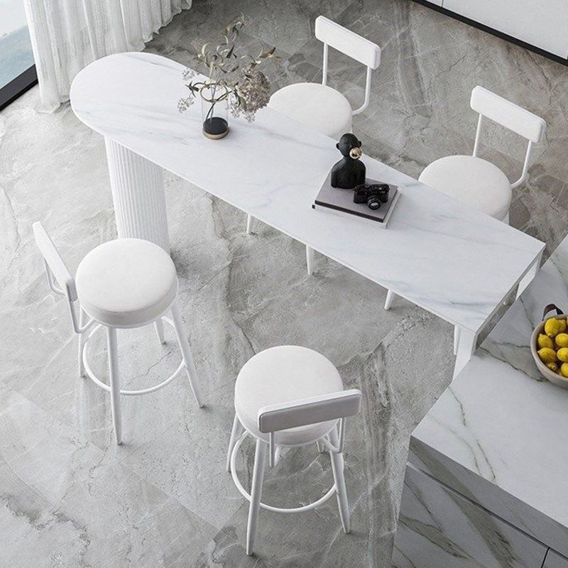 Rectangle Stone Bar Dining Table Bar Height Metal Base Bar Table