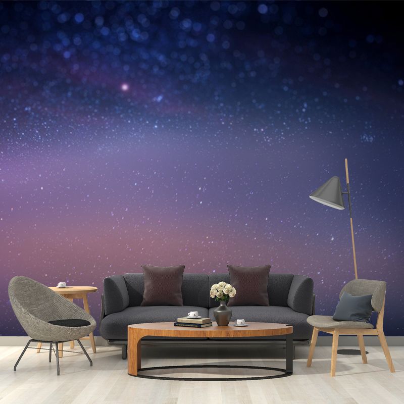 Modern Star and Dust Mural Purple-Blue Astronomy Wall Decoration for Living Room