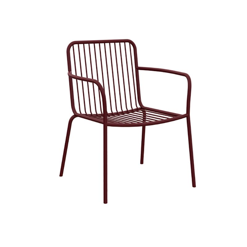 Modern Outdoor Bistro Chairs Metal With Arm Iron Patio Dining Armchair