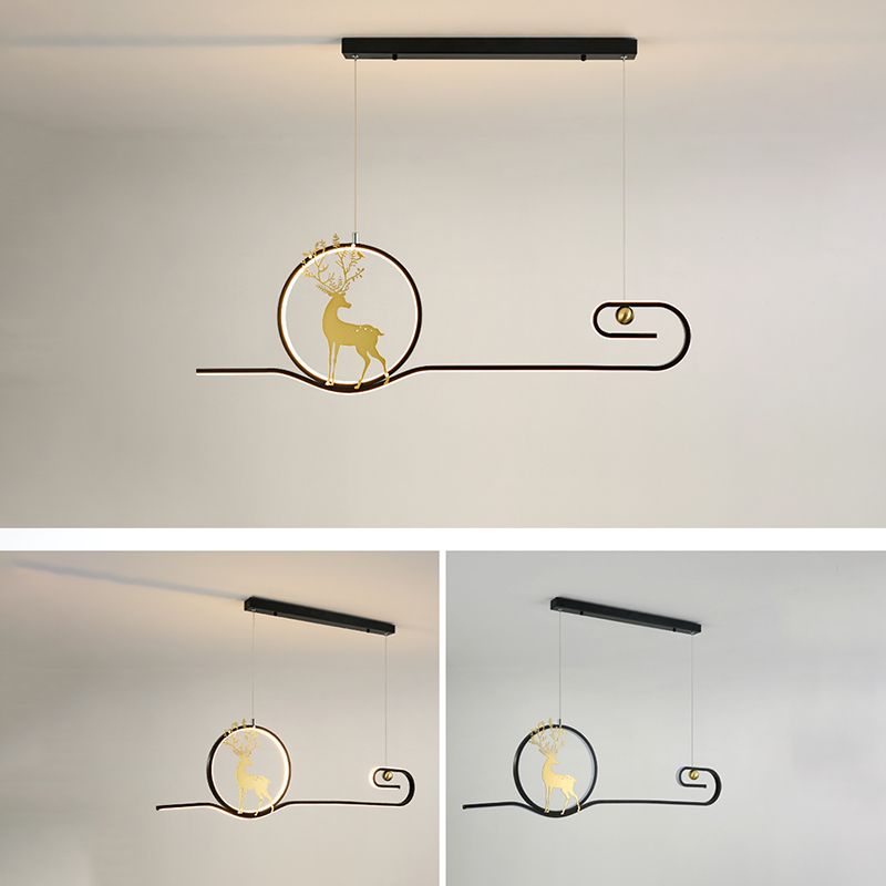 Candelier de la isla de ciervo moderno Candelera de 2 cabezas de restaurantes de iluminación colgante de iluminación
