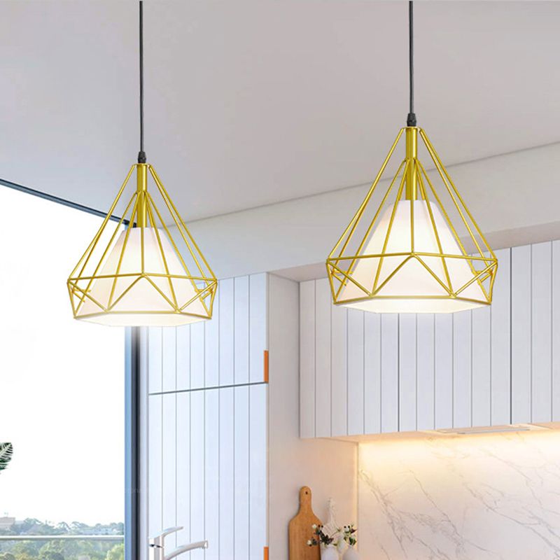 Diamond Iron Cluster Custing Lighting Post-Modern Restaurant Hanging Lamp in oro