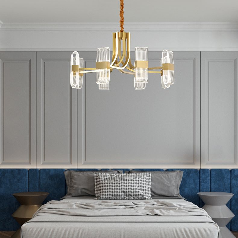 Gold Metal Hanging Pendant Lights Contemporary Sputnik Hanging Lamps for Living Room