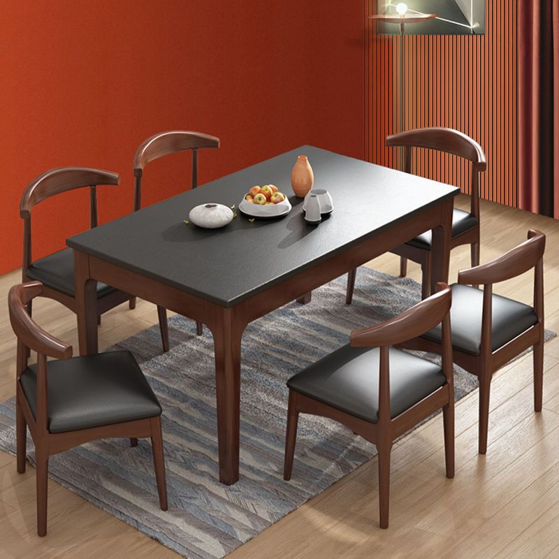 Contemporary Kitchen Dinner Table Rectangle Stone 4 Legs Dining Table