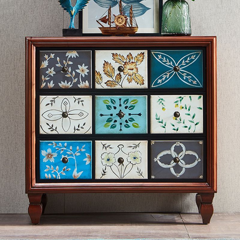 Traditional Wooden Bedroom Chest Horizontal Storage Chest with Drawers