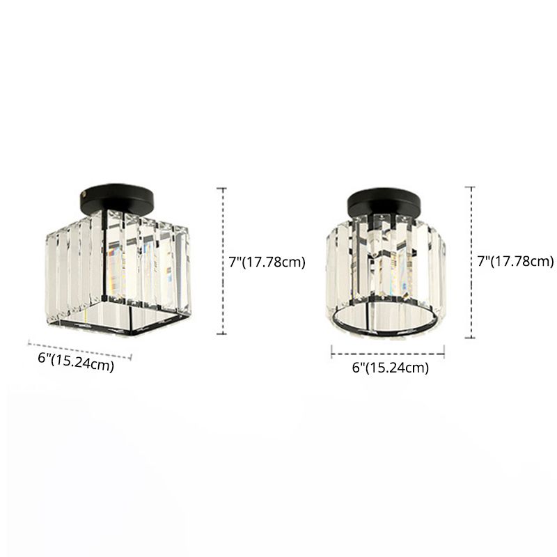 Apparecchio di illuminazione moderno a lampadina singola mini da soffitto in cristallo largo 5,9 pollici per camerino