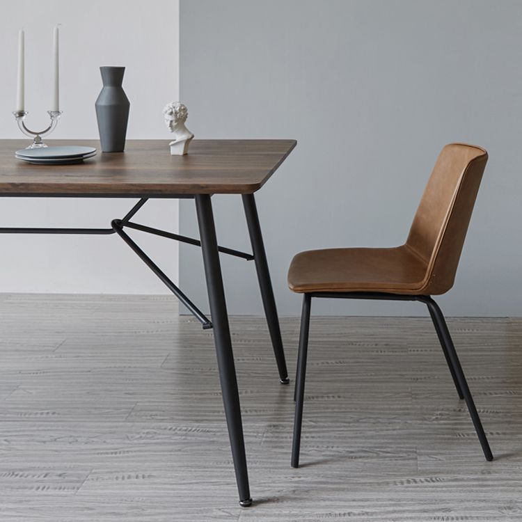 Silla de comedor de metal industrial, sillas laterales tapizadas sin brazos de cuero para uso doméstico