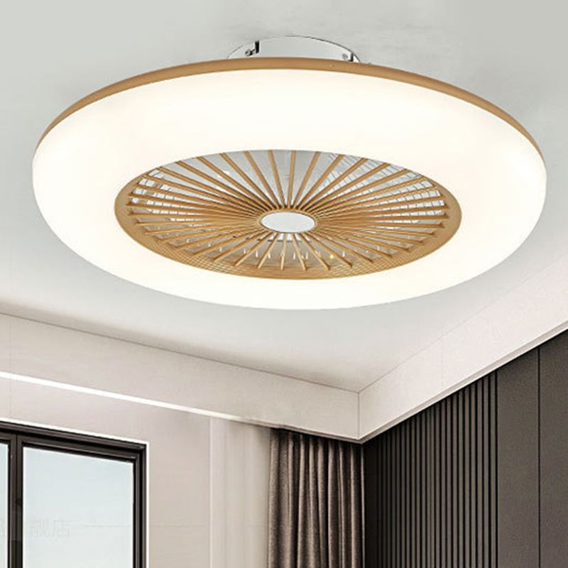 Schlafzimmer LED -Deckenlüftungslampe Makkaronstil Semi -Flush -Licht mit kreisförmiger Acrylschatten