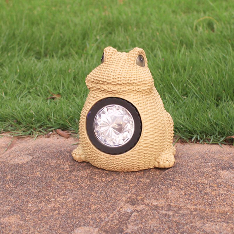 Cottage LED Solar Ground Light Yellow Faux Weaving Bird/Snail/Frog Table Lamp with Resin Shade