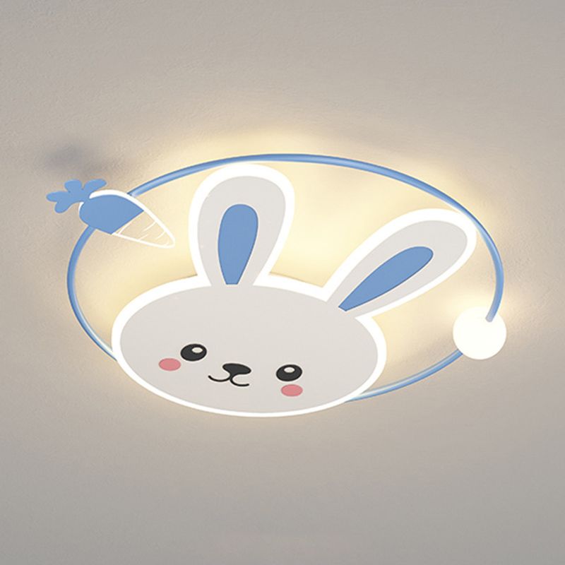 Metal Round Shape Flush Ceiling Light Kid Style 4 Lights Flush Mount Lighting