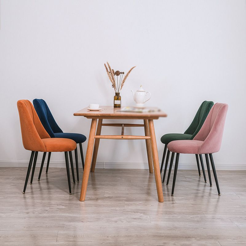 Modern Solid Back Kitchen Dining Side Chair Metal Upholstered Dining Side Chair