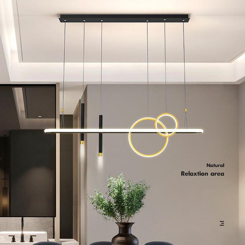 Modern Linear Island Chandelier Lights Metal Pendant Lights