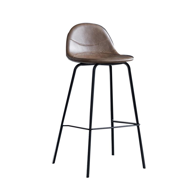 Modern Style Armless Counter Stool Faux Leather Low Back Bar Stool for Indoor