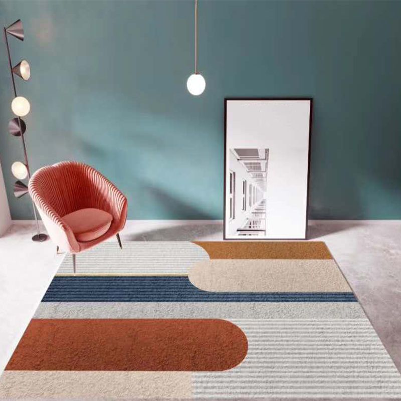 Dark Orange Circle Carpet Polyester Magnificent Carpet Washable Carpet for Home Decor