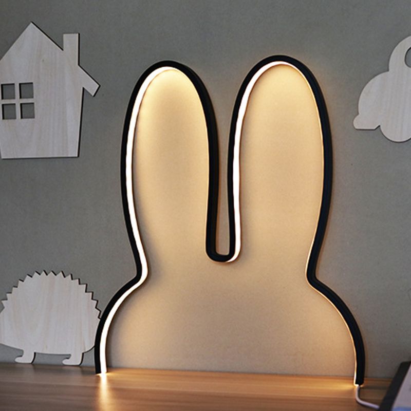 Cartoon konijn frame wand sconce verlichting acryl led bedmuurlamp barmant in wit/zwart