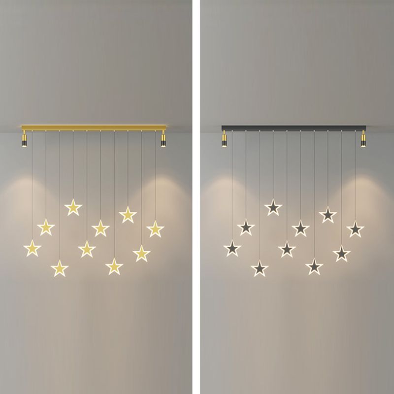 Starry Multi-Light Pendant Modernist Acrylic Dining Room LED Hanging Light over Island