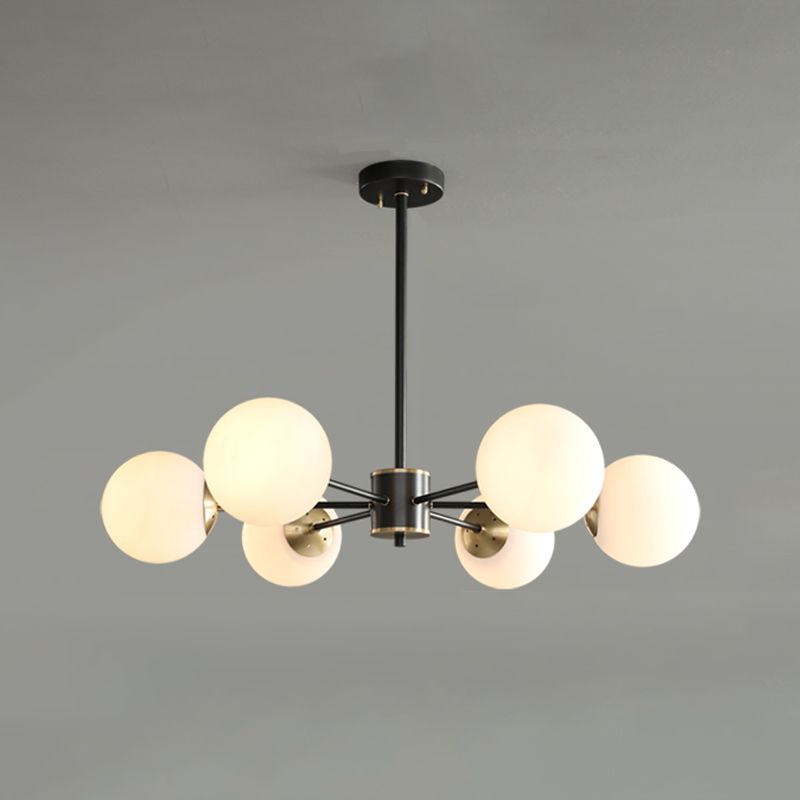 Modern Globe Chandelier Light Fixtures Multi-Head Suspension Pendant Lamps with Glass Shade