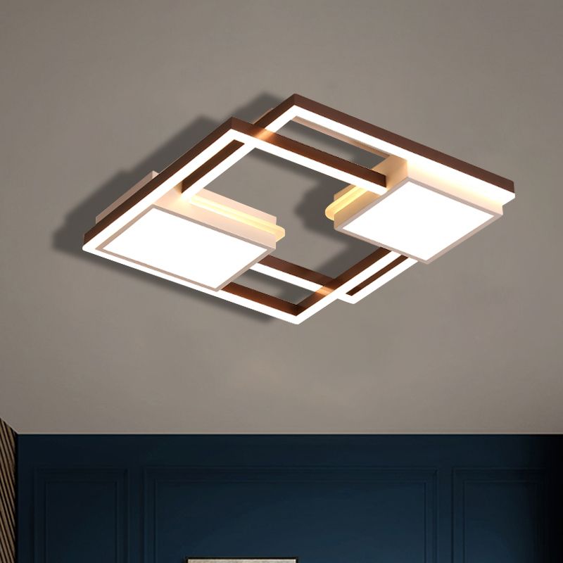 Nordic LED Ceiling Flush Mount with Acrylic Shade Black Geometric Flush Light Fixture, 18"/21.5" W