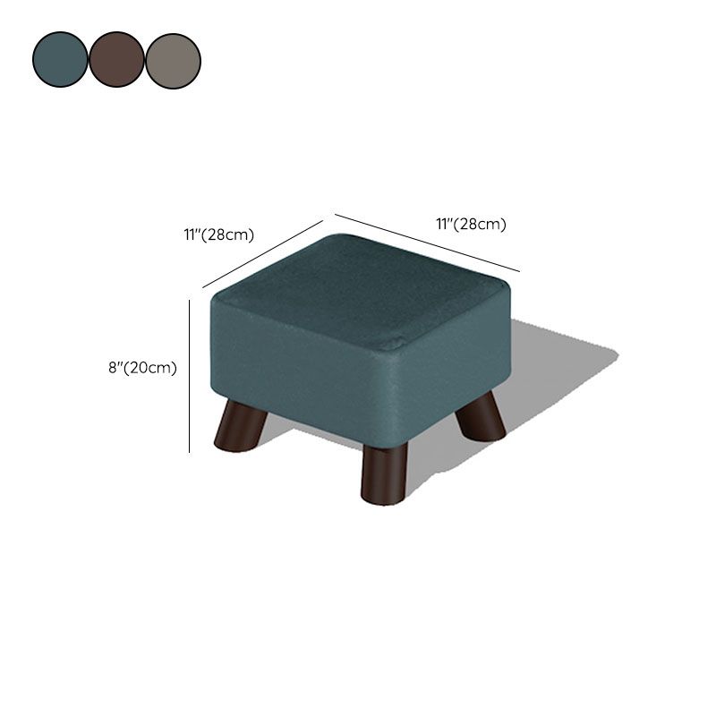 Modern Ottoman Cotton Upholstered Solid Color Square Ottoman with Legs