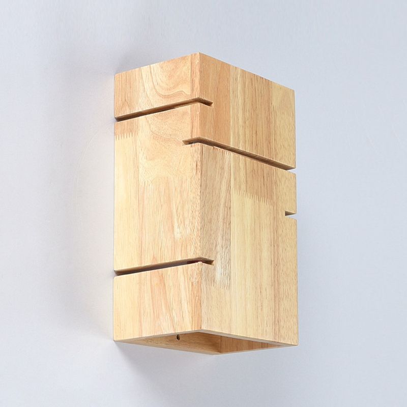 Wood Rectangular Wall Mounted Light Modern 2 Lights Wall Mounted Light Fixture