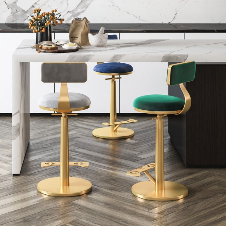 Indoor Footrest Counter Chair Adjustable Height Metal Swivel Counter Bar Stool