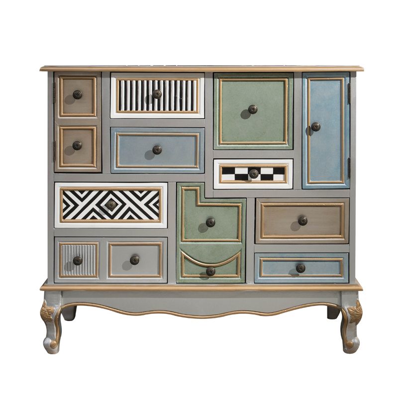 Industrial Painted Accent Cabinet with Drawers Solid Wood Chest