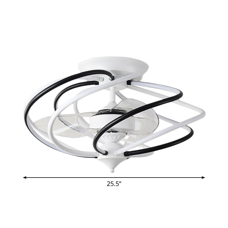 Luz de ventilador colgante metálico enjaulado Contemporáneo de 25.5 "de ancho LED de ancho, 2 cuchillas