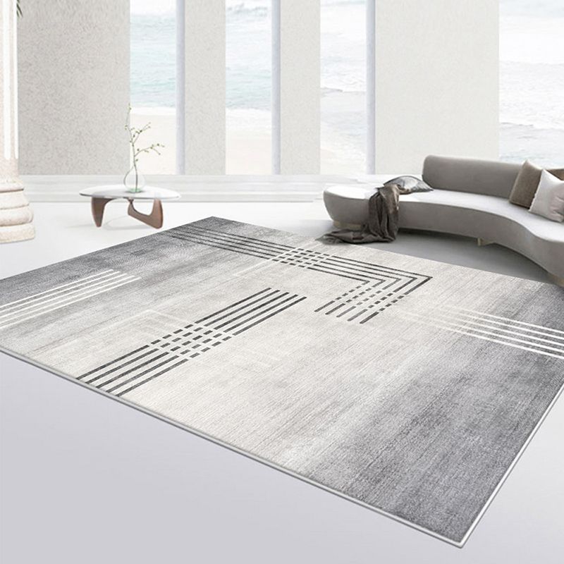 Causal Line Carpet Polyester Beige Carpet Tear Resistant Carpet for Living Room