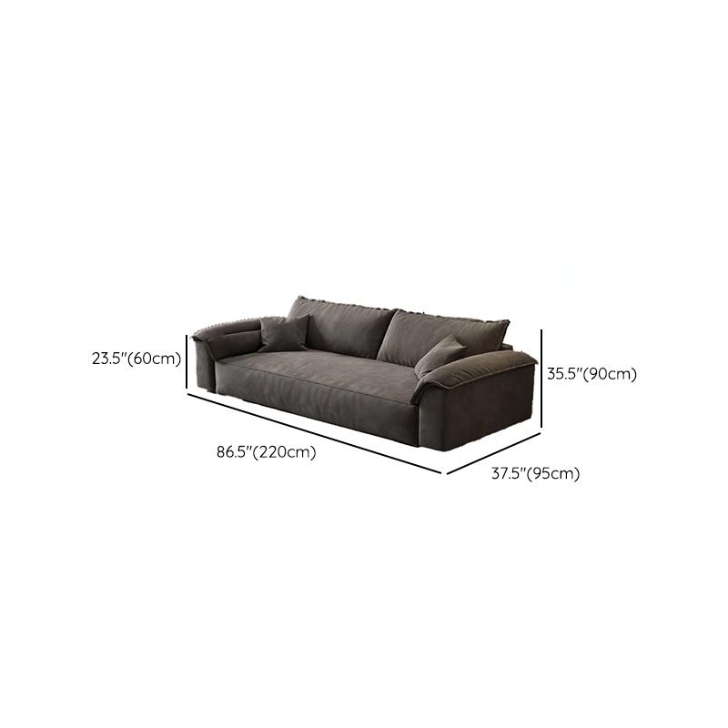 35"H Contemporary Sectional Sofa Grey Leather Cushion Back Sectional