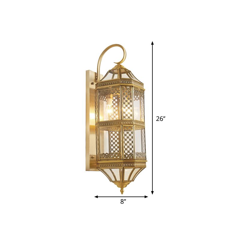 Traditional Geometric Sconce Light Fixture 3-Bulb Metal Wall Lamp in Gold for Foyer
