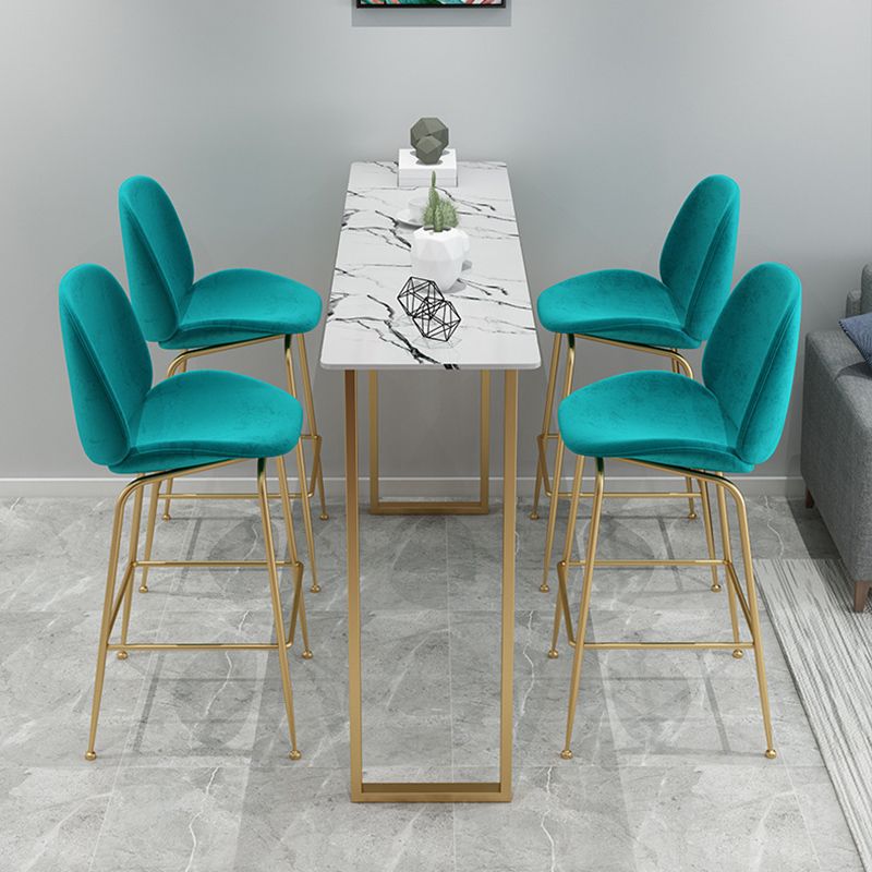 Glam Rectangle Bistro Set 1/5 Pieces Faux Marble Pub Table with Solid Back Stools