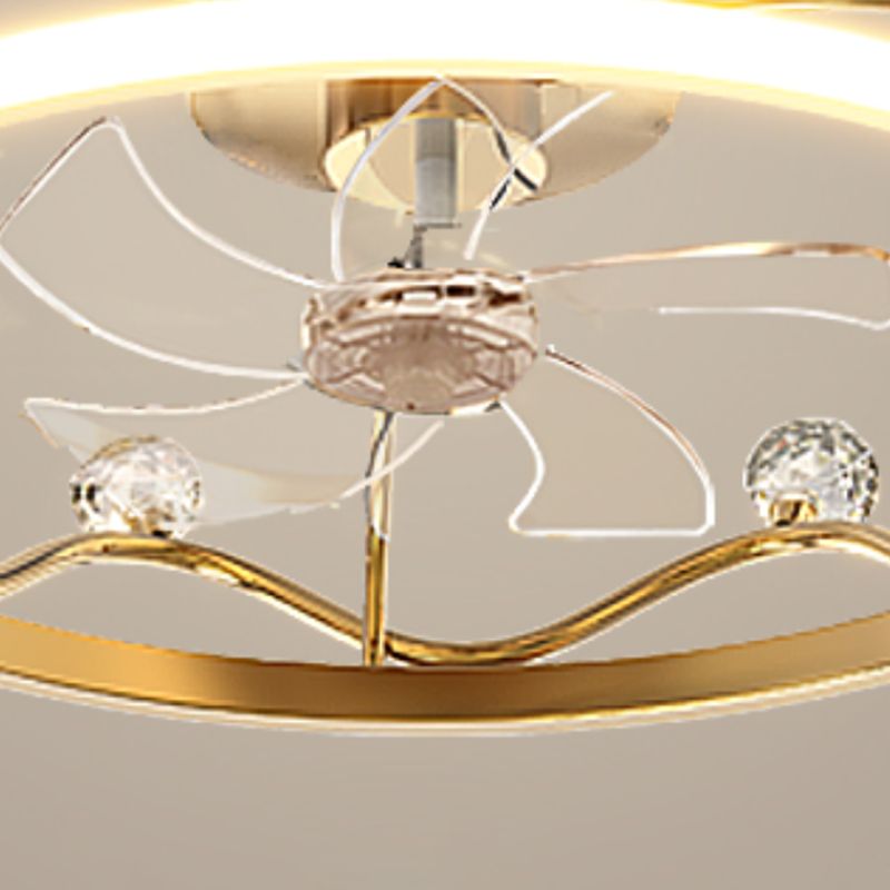 Crown 1 - Light Ceiling Fan Light Fixture Metal LED Fan Ceiling in Gold / Pink