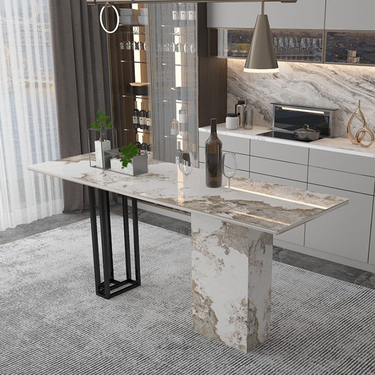 Double Pedestal Kitchen Counter Height Table Contemporary Rectangle Pub Table