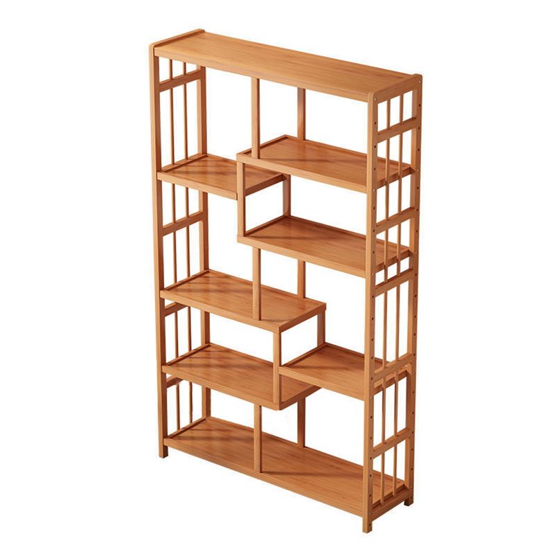 Contemporary Bookcase Open Shelf Bamboo Vertical Shelf Bookcase