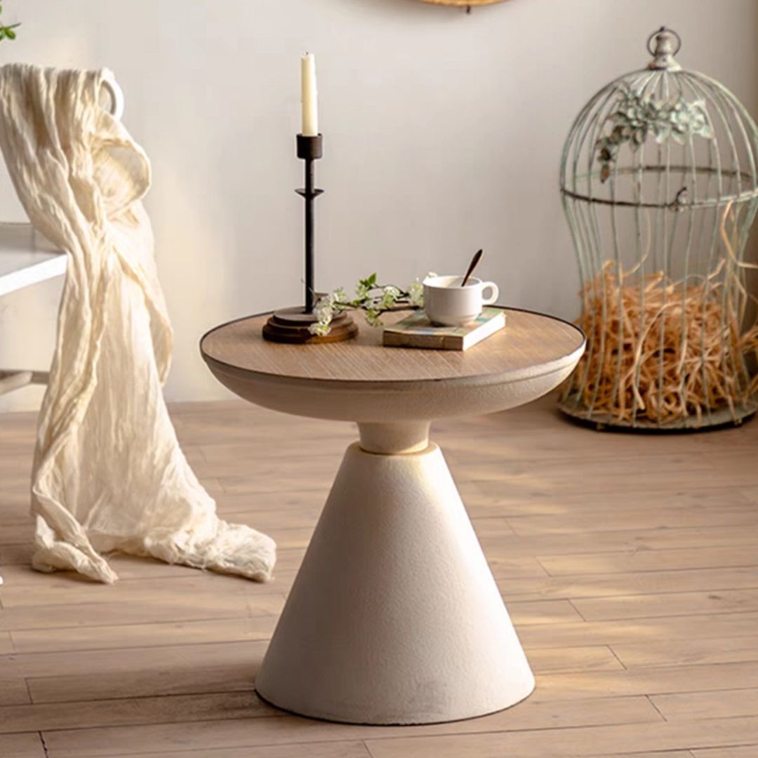 Scandinavian 4 Legs Cocktail Table Round Wooden Coffee Table for Home