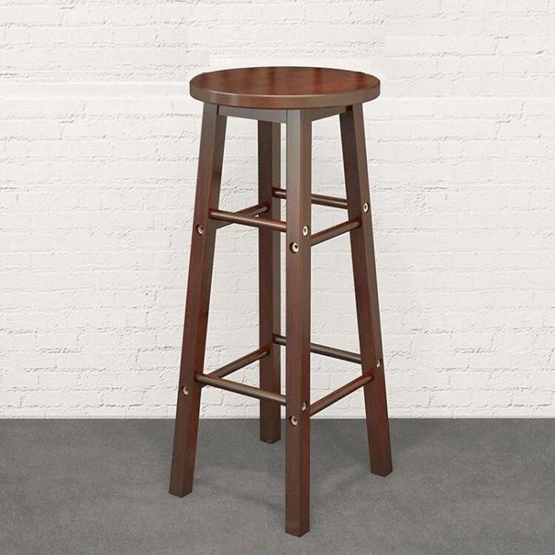 Industrial Wooden Counter Height Stools with Footrest Bar Stool
