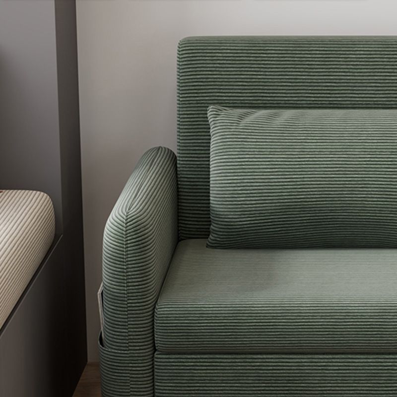 Glam Corduroy Pillow Back Sleeper Sofa Storage Sofa Bed in Green