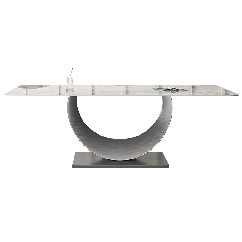 Contemporary Style 1/3/4/5/6/7/8 Pieces Dining Set Stone Rectangle Furniture in White