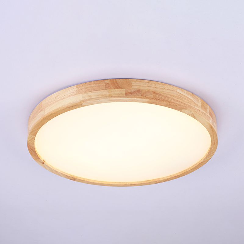 Plafonnier LED de forme ronde, moderne et Simple, en bois, 1 lumière, encastré, pour chambre à coucher