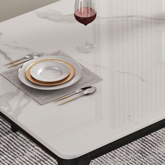 Mesa de comedor blanca de piedra sinterizada de mediados de siglo Modern 4 patas Mesa para comedor